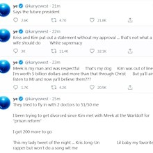 Kanye West has gone on a second Twitter tirade on July 21(US Time).