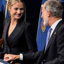 OVIEDO, SPAIN - OCTOBER 25: Crown Princess Leonor of Spain and King Felipe VI of Spain attend the "Princesa De Asturias" Awards 2024 ceremony at Teatro Campoamor on October 25, 2024 in Oviedo, Spain. (Photo by Carlos Alvarez/Getty Images)