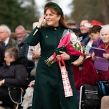 Sarah, Duchess of York, attending the Christmas Day morning church service at St Mary Magdalene Church in Sandringham, Norfolk. Monday December 25, 2023. 