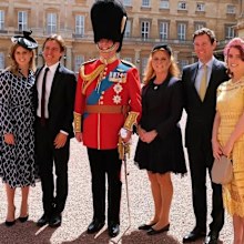 (L-R) Princess Beatrice, Edoardo Mapelli Mozzi, Prince Andrew, Sarah Ferguson, Jack Brooksbank, Princess Eugenie