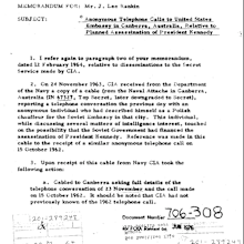 The released documents include a file about an anonymouc call made to the US Embassy in Canberra.