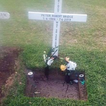 Peter's Bridge's gravesite, after the headstone was removed at Enfield Memorial Park.