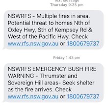 A screenshot of the SMS warning message sent to a McDonalds staff member when they were allegedly told to continue working.