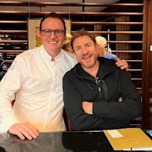 Elliott Grover with Duran Duran's Simon Le Bon.