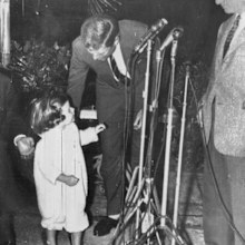 Caroline Kennedy interrupts a press conference from her father John F Kennedy in the days after the aborted assassination attempt.