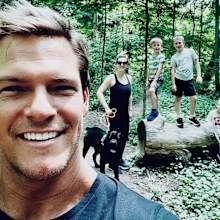 Alan Ritchson with wife Catherine and three sons Calem, nine, Edan, seven, and Amory, six.