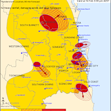 Severe thunderstorms have hit southeast Queensland, expected to extinguish some bushfires ripping through the state, while other areas have been told to evacuate immediately.