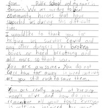 A young boy has sent a heartwarming letter thanking New South Wales paramedics for their work "keeping people alive".