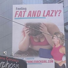 Fat and lazy billboard Jameela Jamil Instagram sign