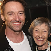 Hugh Jackman with his mother, Grace.