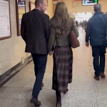 Prince William and Kate walk hand in hand at a train station on their way to Wales, February 2025.