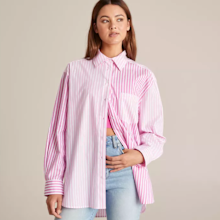 The Lily Loves Oversized Poplin Shirt looks just like the button ups listed by designer brands for $1000.