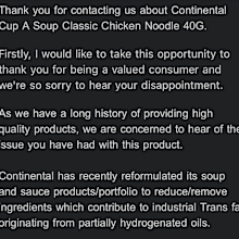 customer emails continental chicken noodle soup