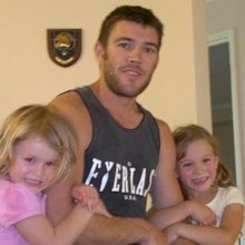 Kevin Douglas with his daughters Chloe (left) and Mia (right).