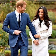 Prince Harry and Meghan Markle engagement announcement photocall in Kensington Palace gardens November 2017. Also shot used for step down announcement