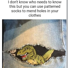 money saving advice using socks to repair clothes