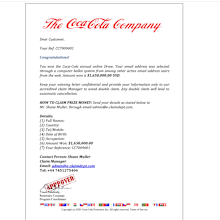 Screenshot of the fraudulent email.