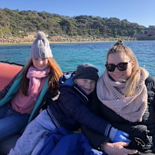 Ashlee Morton during her travels with her two children.