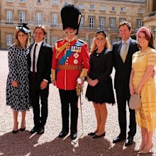 (L-R) Princess Beatrice, Edoardo Mapelli Mozzi, Prince Andrew, Sarah Ferguson, Jack Brooksbank, Princess Eugenie