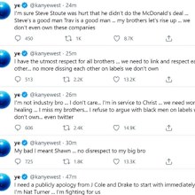 Kanye West, Twitter rant, tweets