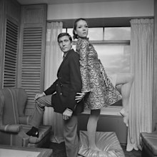 British actress Diana Rigg and Australian actor George Lazenby, co-stars in the James Bond movie 'On Her Majesty's Secret Service', UK, 14th October 1968