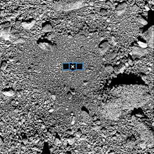 This undated image made available by NASA shows the OSIRIS-REx spacecraft's primary sample collection site, named "Nightingale," on the asteroid Bennu. (NASA/Goddard/University of Arizona via AP)