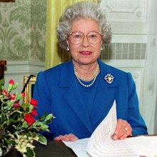 Britain's Queen Elizabeth II records her Christmas Day message to the Commonwealth at Buckingham Palace.  This picture was taken while she was recording the version of the message which is heard on the radio.   (Photo by Fiona Hanson - PA Images/PA Images via Getty Images)