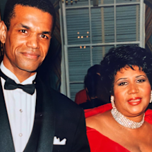 American model Renauld White with the late music icon Aretha Franklin.