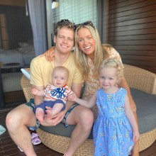 Sophia with her family, including baby brother Hamish.