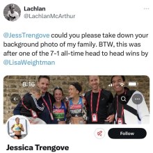 Lachlan McArthur's intense social media message directed at Jessica Stenson (née Trengove) amid the marathon selection saga. (X)