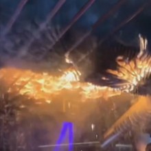 Videos showing the moment the bar went up in flames were posted to social media.