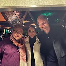 Prince Harry and Meghan, Duchess of Sussex with chef Vij from Vij's in Vancouver