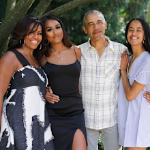 Michelle and Barack Obama with daughters Sasha, 18, (left) and Malia, 21.