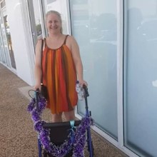 Trudy car accident recovery using walker