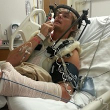 Toby Price in his hospital bed.