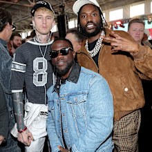 mgk (Machine Gun Kelly), Kevin Hart and Meek Mill attend the 2026 Fanatics Super Bowl Party at Pier 48 in San Francisco on February 07, 2026 in San Francisco, California.
