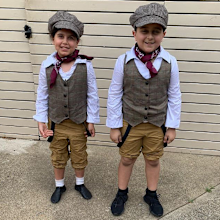 Caterina and her cousin Paul in their Hip Hip concert outfits.