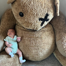 Jessie J posted a photo of her son Sky with a giant teddy bear from her Price Tag music video.