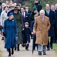 SANDRINGHAM, NORFOLK - DECEMBER 25:  Catherine, Princess of Wales, Camilla, Queen Consort, Prince Louis, Prince George, King Charles III and Prince William, Prince of Wales attend the Christmas Day service at Sandringham Church on December 25, 2022 in Sandringham, Norfolk. King Charles III ascended to the throne on September 8, 2022, with his coronation set for May 6, 2023. (Photo by Samir Hussein/WireImage)