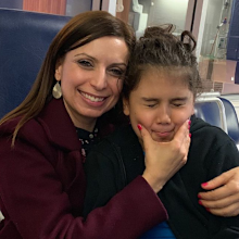 Jo Abi with her daughter Caterina, 10.
