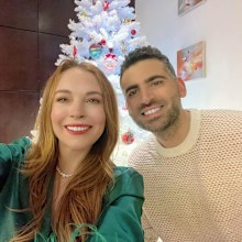 Lindsay Lohan and husband Bader Shammas at Christmas, 2022.
