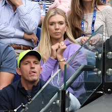 Katie Boulter, girlfriend of Alex de Minaur, watches on.