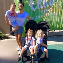 With her son Knox, four, and twins Wolfe and Wyatt, two. 