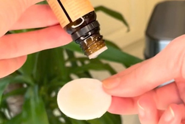 Felt pad and essential oil hack to stop bins smelling bad