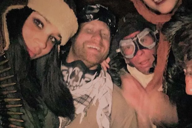 Prince Harry and Meghan with Princess Eugenie and Jack Brooksbank at a 2016 Halloween party