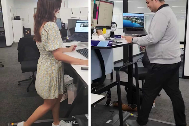9honey tries the desk treadmill trend