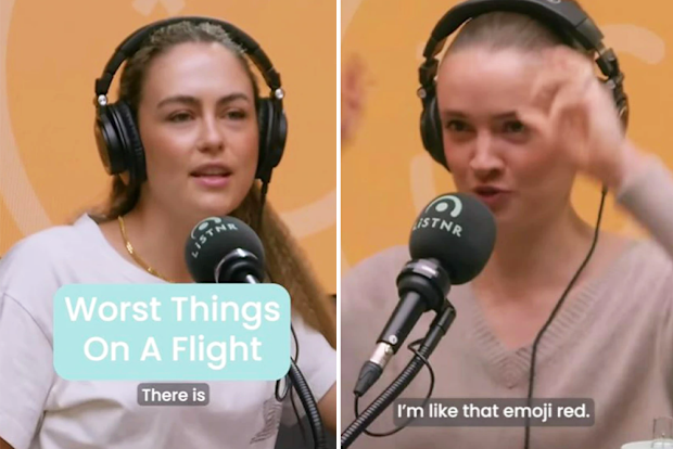 The Aussie fitness star Steph Claire Smith discussing plane etiquette with Laura Henshaw on the podcast Kicpod.