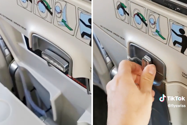 Swiss Airlines reveals secret tray table feature on planes for an emergency