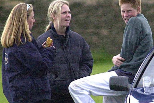 392696 01: Britain''s Prince Harry spends time with three female friends including Sasha Walpole June 9, 2001 at the Beaufort Polo Club near Tetbury in Gloucestershire, England. (Photo by UK Press/Getty Images)