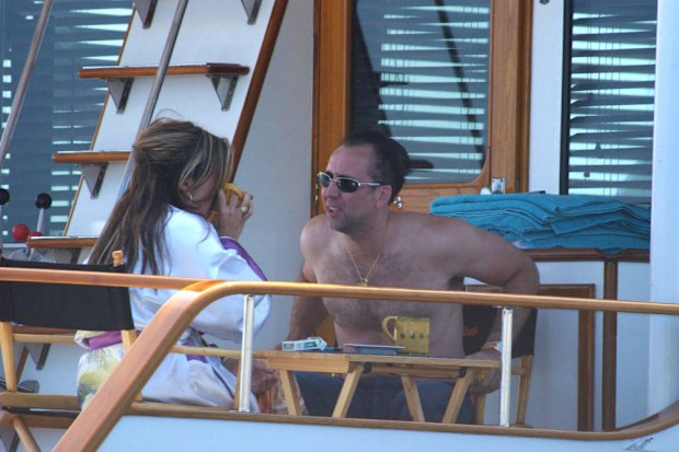 ©BAUER-GRIFFIN.COM Lisa Marie Presley and Nicolas Cage are seen on a yacht near Catalina Island NON EXCLUSIVE January 12, 2023 230112RB Los Angeles, CA